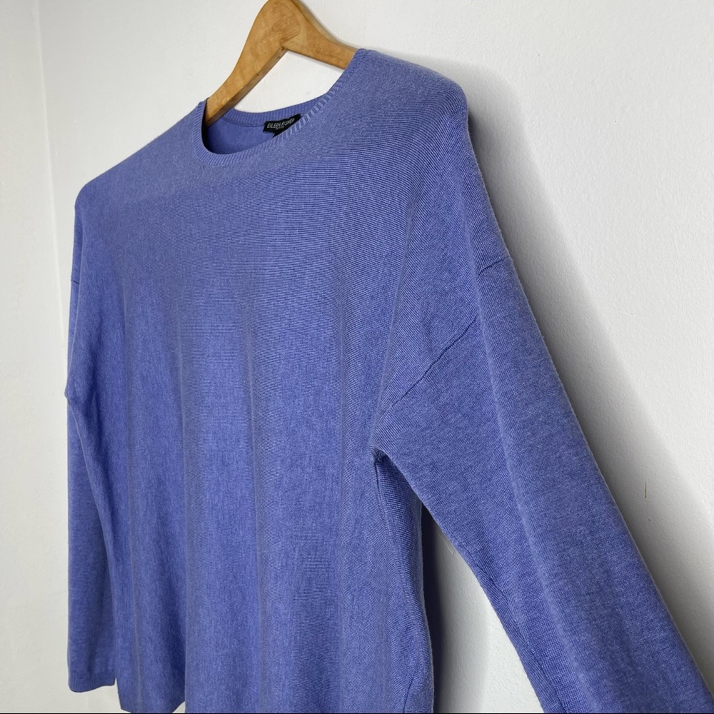 Eileen Fisher Periwinkle Lightweight Cozy Tencel Boxy Sweater Size L Petite - Picture 12 of 14